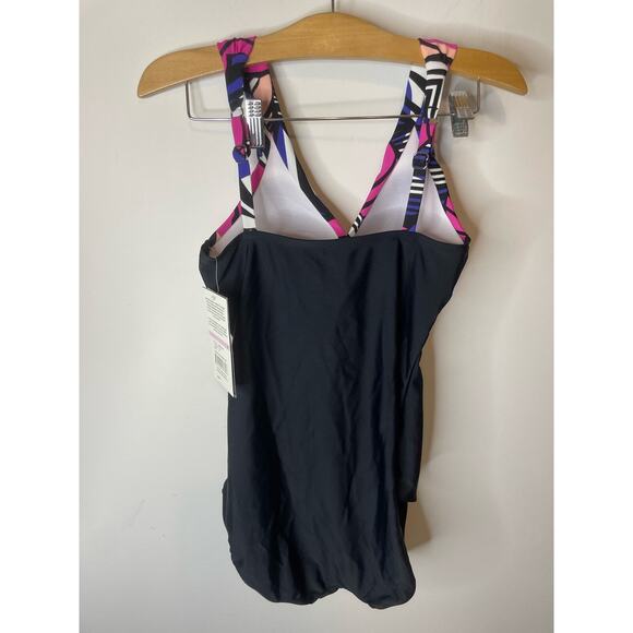 NWT Maxine by Hollywood One Piece Swimsuit 6 Abstract Zebra Beach Summer V-Neck - Picture 3 of 6